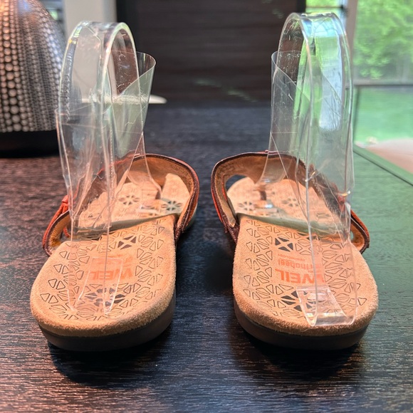 Dr. Andrew Weil Size 7 Leather Orthaheel Comfy Sandals Flip Flop Brown Orange - Picture 7 of 9